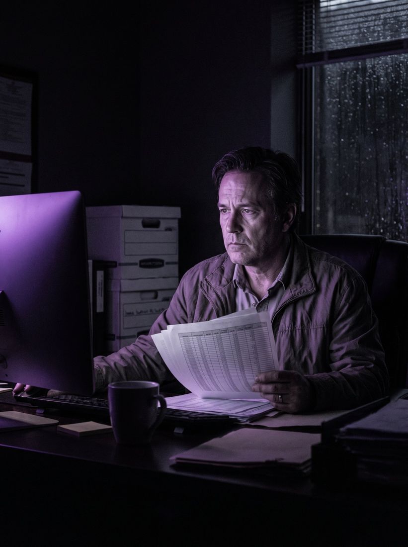 Adjuster reviewing a printed schedule of loss